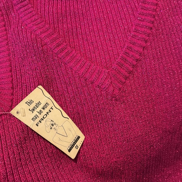 Contempo Casuals Vintage 80’s Knit Metallic Threads Electric Purple Pink Vest L - Picture 5 of 10